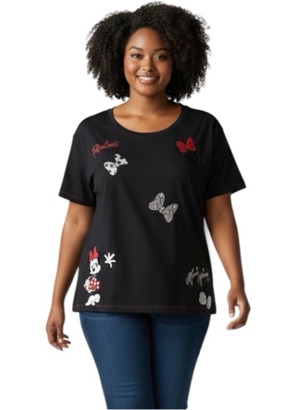 DISNEY Sequined Embroidered Minnie Mouse Tshirt